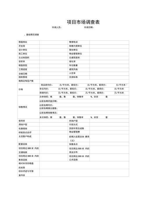 市場(chǎng)調(diào)查表模板